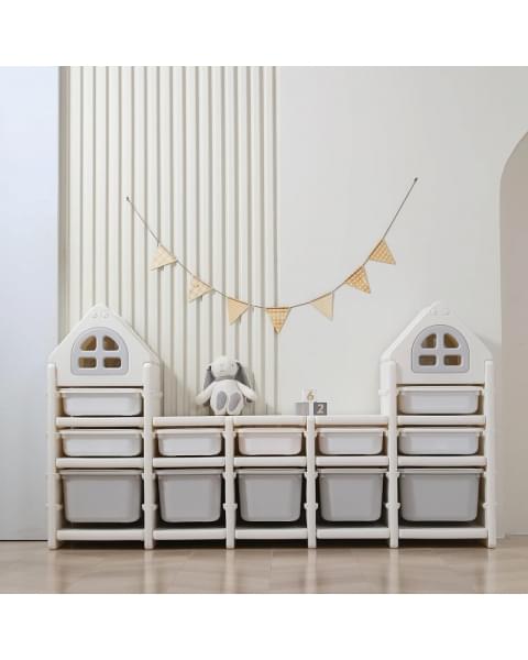 Стеллаж для игрушек UNIX Kids 12 ящиков Grey