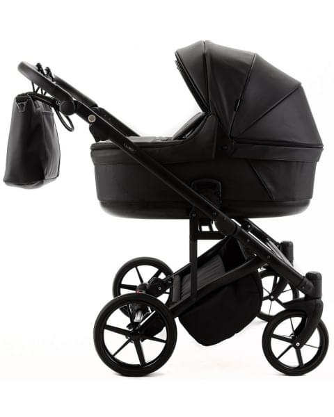 Детская коляска для двойни Adamex Leo Duo Deluxe 2 в 1 DUO-SA2 (ЧЕРНАЯ КОЖА)