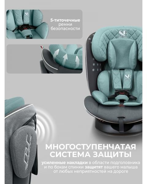 Автокресло группа 0123 (0-36) Sweet Baby Crosstour HB636 360 SPS Isofix Grey/Turquoise