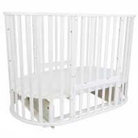 Кровать детская INDIGO Омега 25 6в1 круг-овал с поперечный маятником или на колесах