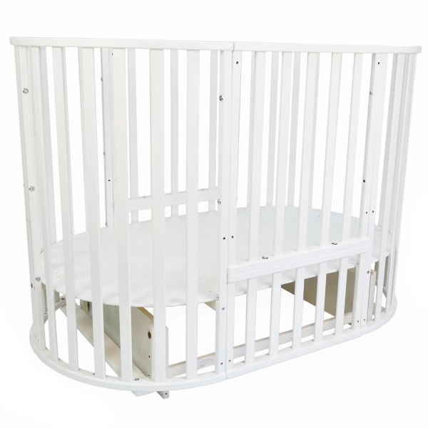 Кровать детская INDIGO Омега 25 6в1 круг-овал с поперечный маятником или на колесах