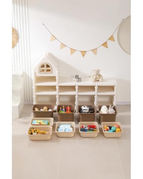 Стеллаж для игрушек UNIX Kids 9 ящиков Camel