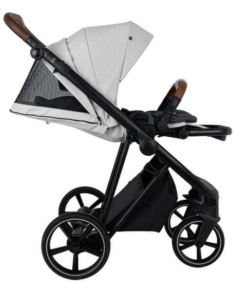 Детская коляска Roan Sol Vintage Leather 2.0 3 в 1 с автокреслом Tutis Elo Lux Edusky Black SL/12/L Island Stone /Black/ руч.Коричневый