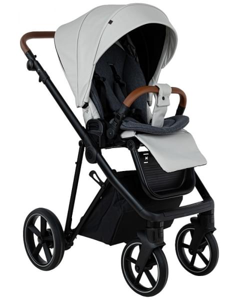Детская коляска Roan Sol Vintage Leather 2.0 3 в 1 с автокреслом Tutis Elo Lux Edusky Black SL/12/L Island Stone /Black/ руч.Коричневый