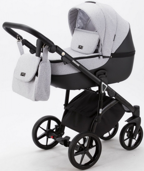 Детская коляска Adamex Bibione 3 в 1 BI-PS12 (СВ.СЕР.БЕРЕЗКА+ЧЕРН.КОЖА)