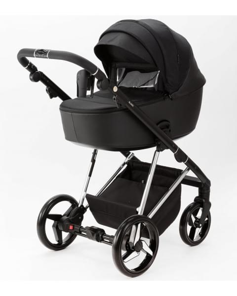 Детская коляска Adamex Blanc Special Edition 3 в 1 BL-PS700 (ЧЁРН.ТК+ЧЁРН.КОЖА+ХРОМ РАМА)