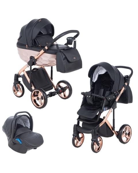 Детская коляска Adamex Chantal Star Collection 3 в 1 STAR101 черный+розовый