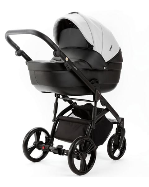 Детская коляска Adamex Lanti Deluxe 2 в 1 LN-SD01 (БЕЛ.КОЖА + ЧЕРН. КОЖА)
