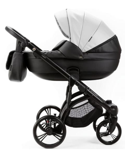 Детская коляска Adamex Lanti Deluxe 2 в 1 LN-SD01 (БЕЛ.КОЖА + ЧЕРН. КОЖА)