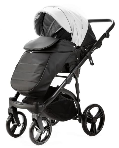 Детская коляска Adamex Lanti Deluxe 2 в 1 LN-SD01 (БЕЛ.КОЖА + ЧЕРН. КОЖА)