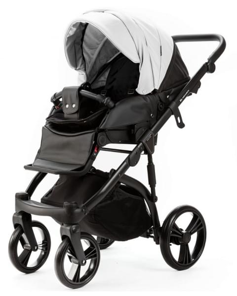 Детская коляска Adamex Lanti Deluxe 2 в 1 LN-SD01 (БЕЛ.КОЖА + ЧЕРН. КОЖА)