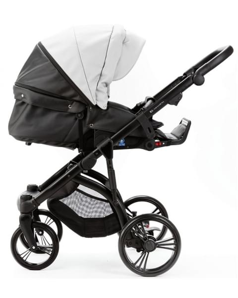 Детская коляска Adamex Lanti Deluxe 2 в 1 LN-SD01 (БЕЛ.КОЖА + ЧЕРН. КОЖА)
