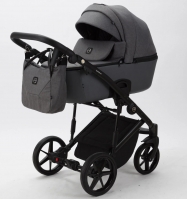 Детская коляска Adamex Mobi 2 в 1 M-PS108 Темно-серый, Кожа