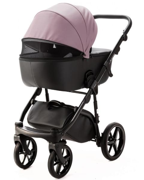 Детская коляска Adamex Nola Deluxe 2 в 1 N-SD106 (СИРЕНЬ КОЖА + ЧЕРН.КОЖА)