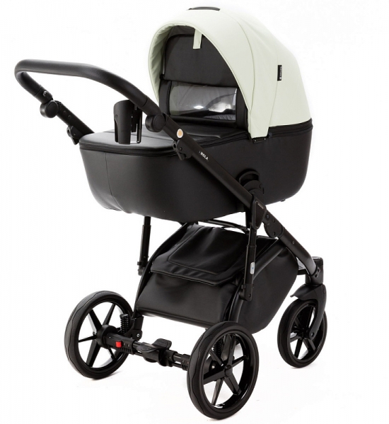 Детская коляска Adamex Nola Deluxe 3 в 1 N-SD104 (КРЕМОВАЯ КОЖА + ЧЕРН.КОЖА)