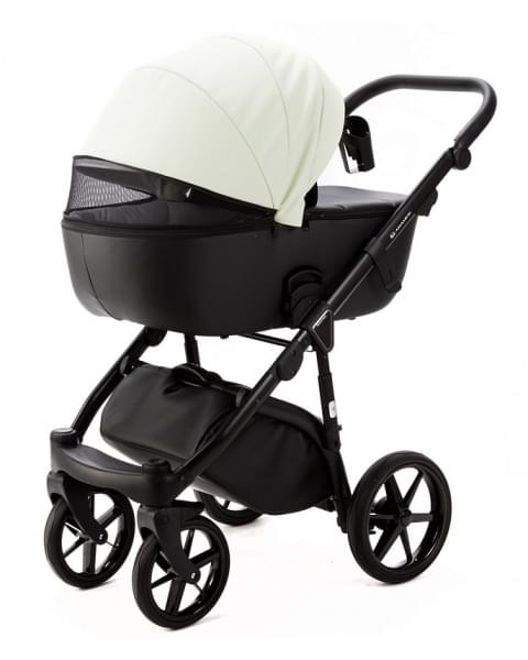 Детская коляска Adamex Nola Deluxe 3 в 1 N-SD104 (КРЕМОВАЯ КОЖА + ЧЕРН.КОЖА)