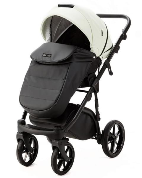 Детская коляска Adamex Nola Deluxe 3 в 1 N-SD104 (КРЕМОВАЯ КОЖА + ЧЕРН.КОЖА)