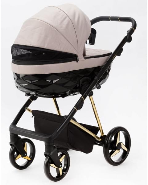 Детская коляска Adamex Quantum Special Edition 3 в 1 Q-TK770 (БЕЖЕВЫЙ+ЗОЛОТО РАМА)