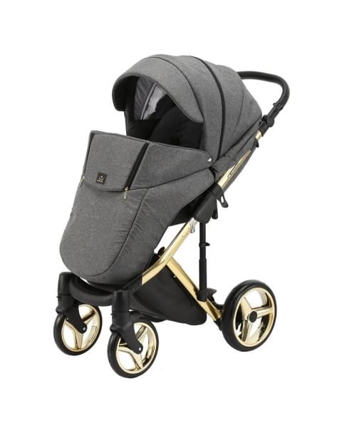 Детская коляска Adamex Quantum Star 2 в 1 Q-STAR1 (ГРАФИТ+ЗОЛОТЫЕ БЛЕСТКИ+ЗОЛОТО РАМА)