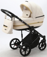 Детская коляска Adamex Rimini 2 в 1 RI17-LUX МОЛОЧН+МОЛОЧН.КОЖА+ЗОЛОТО.ОТДЕЛКА