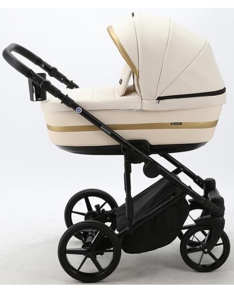 Детская коляска Adamex Rimini 2 в 1 RI17-LUX МОЛОЧН+МОЛОЧН.КОЖА+ЗОЛОТО.ОТДЕЛКА