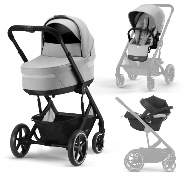 Детская коляска Cybex Balios S Lux BLK Aton B2 i-Size 3 в 1 Lava Grey с дождевиком/Volcano Black