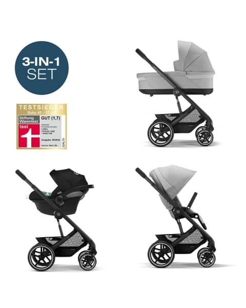 Детская коляска Cybex Balios S Lux BLK Aton B2 i-Size 3 в 1 Lava Grey с дождевиком/Volcano Black