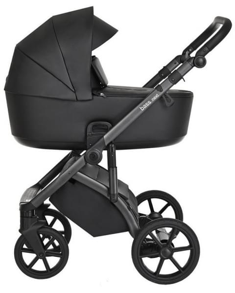 Детская коляска Roan Bass Next Кожа 3 в 1 с автокреслом Tutis Elo Lux EduSky Black RN088/1 Black/Black