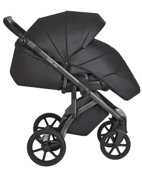 Детская коляска Roan Bass Next Кожа 3 в 1 с автокреслом Tutis Elo Lux EduSky Black RN088/1 Black/Black