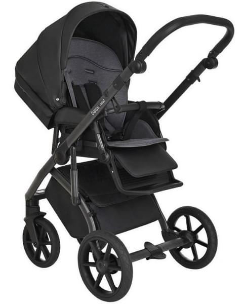 Детская коляска Roan Bass Next Кожа 3 в 1 с автокреслом Tutis Elo Lux EduSky Black RN088/1 Black/Black
