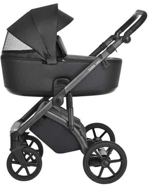 Детская коляска Roan Bass Next Кожа 3 в 1 с автокреслом Tutis Elo Lux EduSky Black RN088/1 Black/Black
