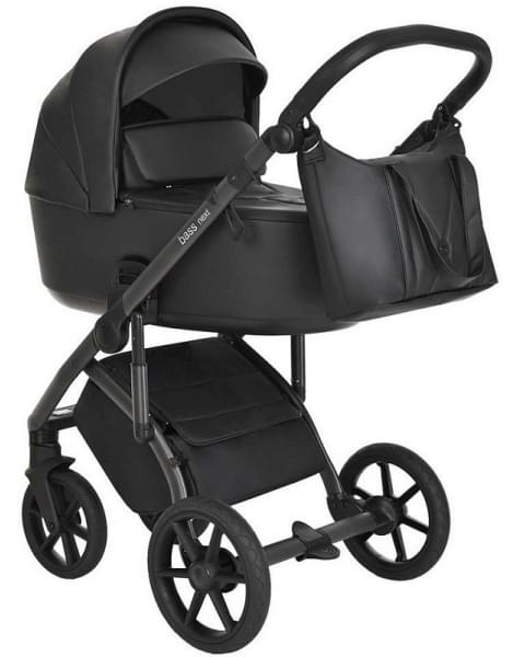 Детская коляска Roan Bass Next Кожа 3 в 1 с автокреслом Tutis Elo Lux EduSky Black RN088/1 Black/Black