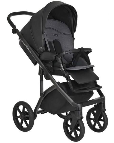 Детская коляска Roan Bass Next Кожа 3 в 1 с автокреслом Tutis Elo Lux EduSky Black RN088/1 Black/Black