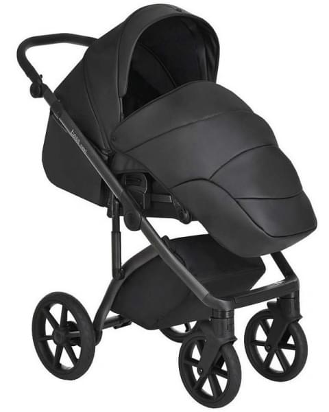 Детская коляска Roan Bass Next Кожа 3 в 1 с автокреслом Tutis Elo Lux EduSky Black RN088/1 Black/Black
