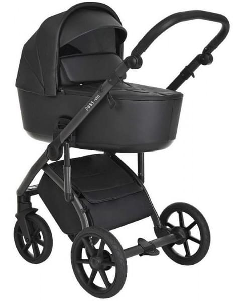 Детская коляска Roan Bass Next Кожа 3 в 1 с автокреслом Tutis Elo Lux EduSky Black RN088/1 Black/Black