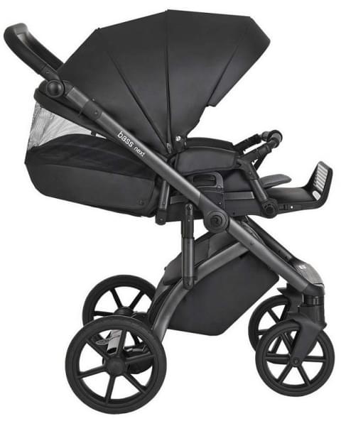 Детская коляска Roan Bass Next Кожа 3 в 1 с автокреслом Tutis Elo Lux EduSky Black RN088/1 Black/Black