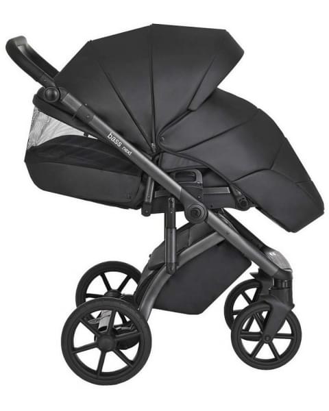 Детская коляска Roan Bass Next Кожа 3 в 1 с автокреслом Tutis Elo Lux EduSky Black RN088/1 Black/Black