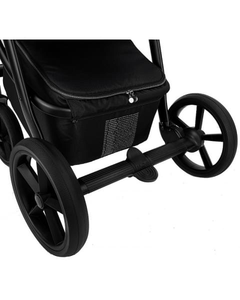 Детская коляска Roan Esso 2025 Кожа 2 в 1 ESSK/210/1 Black /Black/руч.Тем.коричневый