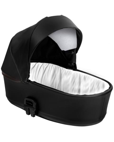 Детская коляска Roan Esso 2025 Кожа 2 в 1 ESSK/210/1 Black /Black/руч.Тем.коричневый