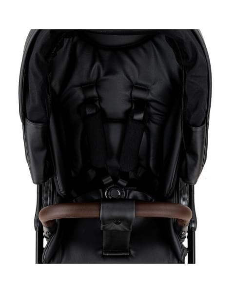 Детская коляска Roan Esso 2025 Кожа 2 в 1 ESSK/210/1 Black /Black/руч.Тем.коричневый