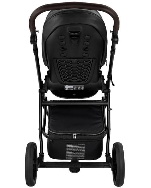 Детская коляска Roan Esso 2025 Кожа 2 в 1 ESSK/210/1 Black /Black/руч.Тем.коричневый