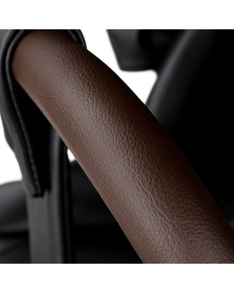 Детская коляска Roan Esso 2025 Кожа 2 в 1 ESSK/210/1 Black /Black/руч.Тем.коричневый