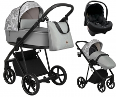 Детская коляска Roan Sol Flowers 3 в 1 с автокреслом Tutis Elo Lux EduSky Black RSF/5002 Gray/Black