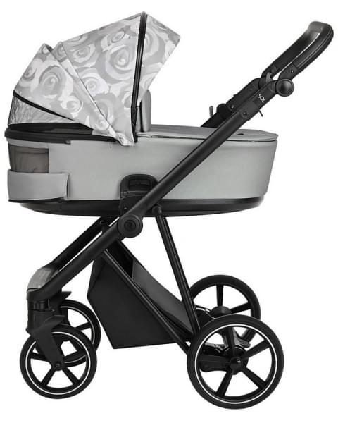 Детская коляска Roan Sol Flowers 3 в 1 с автокреслом Tutis Elo Lux EduSky Black RSF/5002 Gray/Black