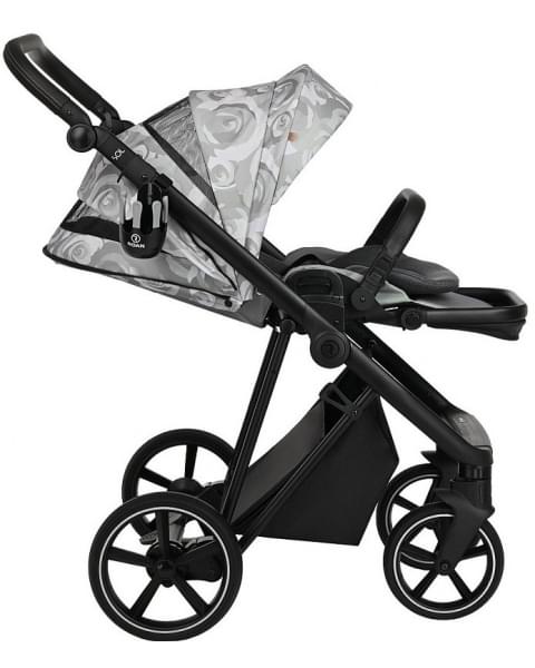 Детская коляска Roan Sol Flowers 3 в 1 с автокреслом Tutis Elo Lux EduSky Black RSF/5002 Gray/Black