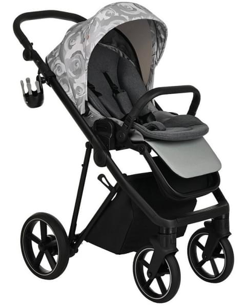 Детская коляска Roan Sol Flowers 3 в 1 с автокреслом Tutis Elo Lux EduSky Black RSF/5002 Gray/Black