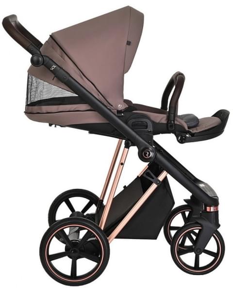 Детская коляска Roan Sol Luxury 3 в 1 с автокреслом Tutis Elo Lux EduSky Black RSL/4043 Cocoa/Rose Gold