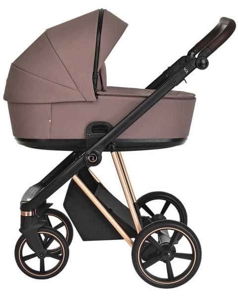 Детская коляска Roan Sol Luxury 3 в 1 с автокреслом Tutis Elo Lux EduSky Black RSL/4043 Cocoa/Rose Gold