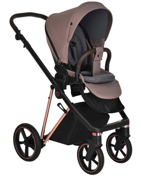 Детская коляска Roan Sol Luxury 3 в 1 с автокреслом Tutis Elo Lux EduSky Black RSL/4043 Cocoa/Rose Gold