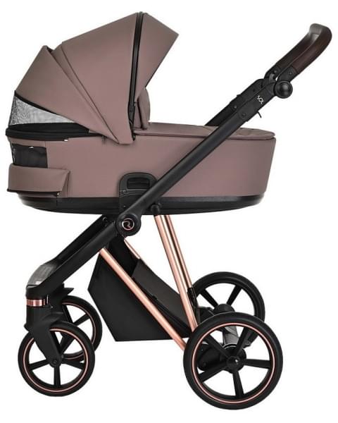 Детская коляска Roan Sol Luxury 3 в 1 с автокреслом Tutis Elo Lux EduSky Black RSL/4043 Cocoa/Rose Gold